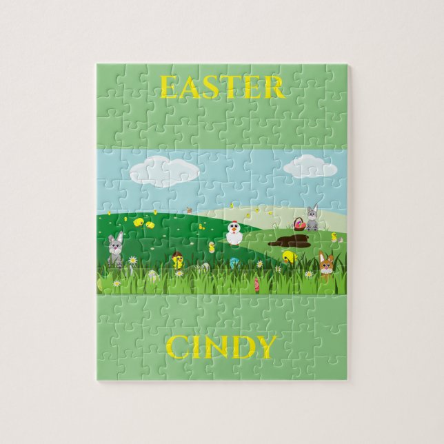 Puzzle de Pâques avec nom personnalisé. (Vertical)