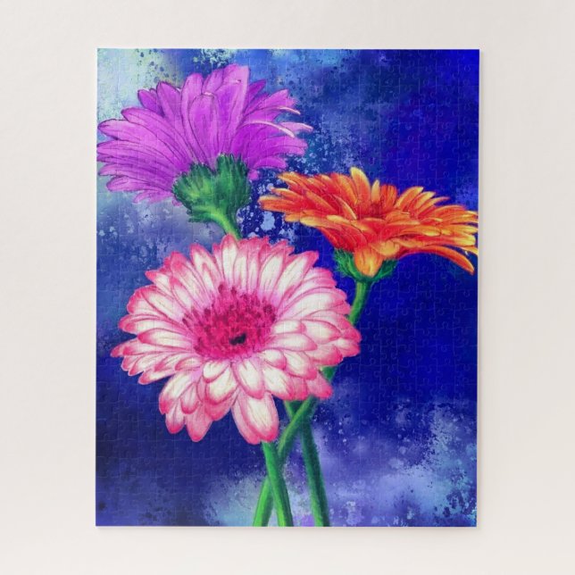 Puzzle de peinture de trois couleurs Gerberas (Vertical)