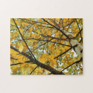 Puzzle de photo d'arbre de bouleau jaune d'automne