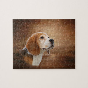 Puzzle de photo de beagle avec la boîte-cadeau