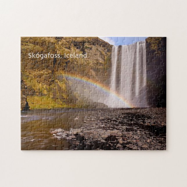 Puzzle de Skógafoss avec la boîte-cadeau (Horizontal)