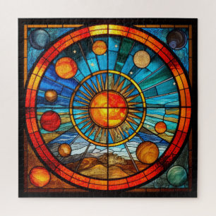 Puzzle de système solaire en verre tendu