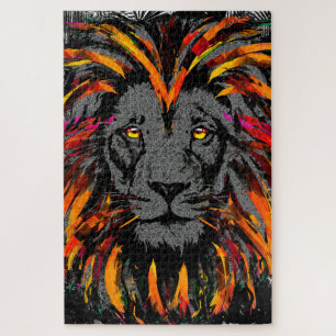 Puzzle de tête de lion Puzzle de Lion orange