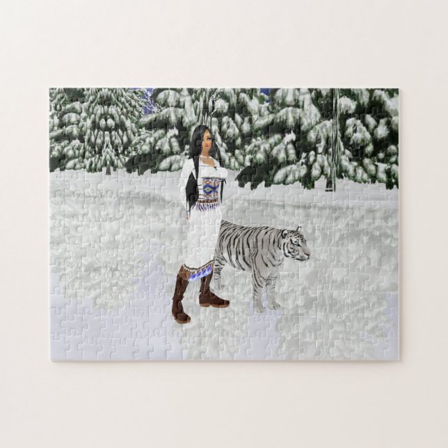Puzzle de tigre blanc neige (Horizontal)