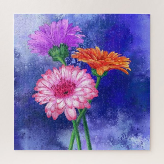 Puzzle de trois couleurs Gerberas - Beau (Vertical)