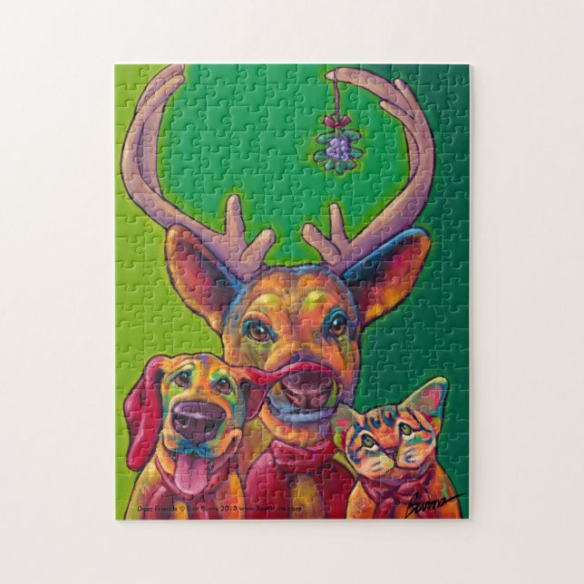 Puzzle de vacances d'amis de cerfs communs par des (Vertical)