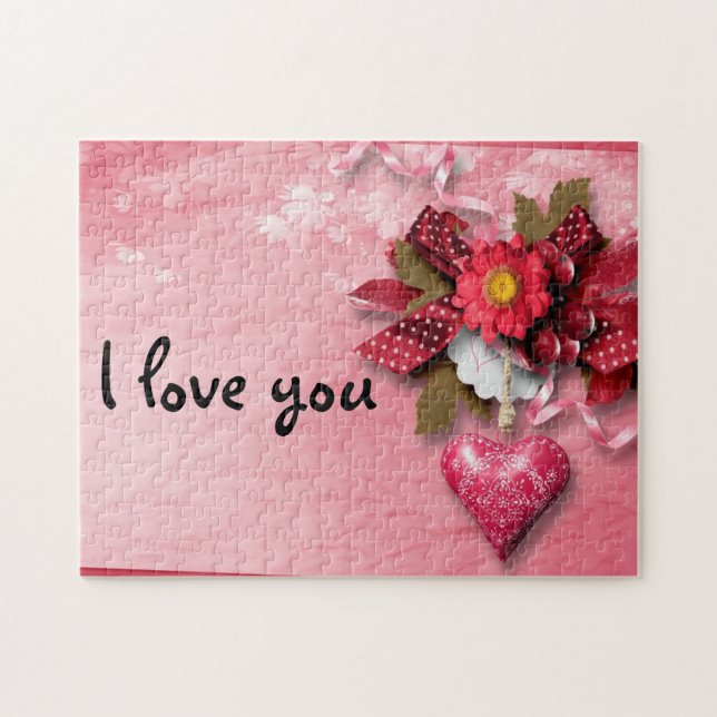 Puzzle de Valentine de coeur et de fleur (Horizontal)