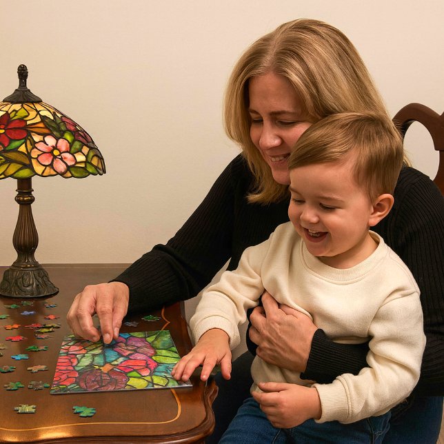 Puzzle de verre à collier floral (Create cozy moments with this stained glass floral puzzle an engaging, heartfelt gift for all ages.)