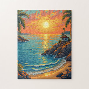 Puzzle de vue mer du coucher du soleil
