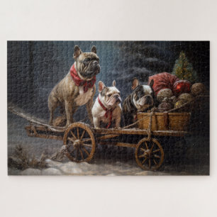 Puzzle Décor de Noël de Bulldog Snowy Sleigh