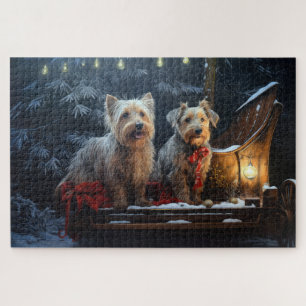 Puzzle Décor de Noël de Terrier australien Snowy Sleigh