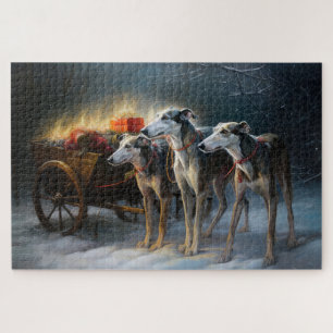 Puzzle Décor de Noël Greyhound Snowy Sleigh