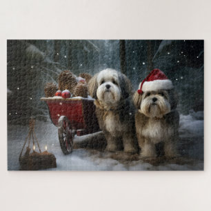 Puzzle Décor de Noël Malti tzu Snowy Sleigh