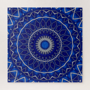 Puzzle décoratif bleu en forme de pièce