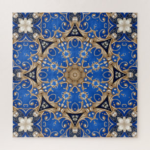 Puzzle décoratif bleu or