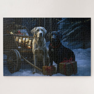 Puzzle Décoration de Noël Chien de Traîneau enneigé Labra