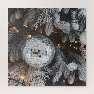 Puzzle Décorations d'arbres de Noël, fond lumineux festif