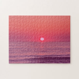 Puzzle Dégradé Rose de Plage au Coucher du Soleil Moderne