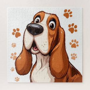 Puzzle d'empreinte de patte de chien basset dessin