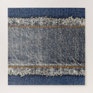 Puzzle Denim Blue Jeans : Décontracté Double Patch
