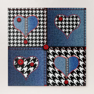 Puzzle Denim Patchwork : Motif en tissu transparent