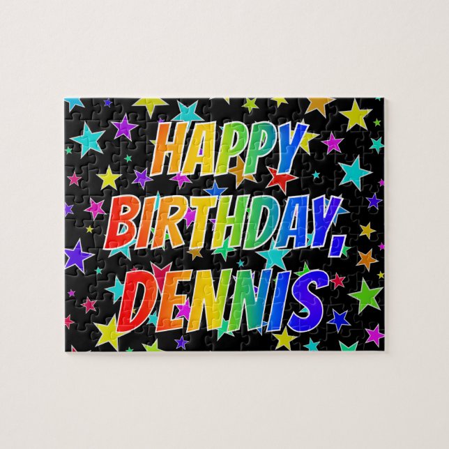 Puzzle "DENNIS" Prénom, Amusant "HEUREUX ANNIVERSAIRE" (Horizontal)