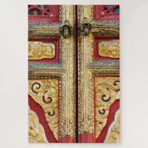 Puzzle Dentelle en métal d'or à la porte