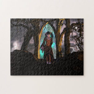 Puzzle Déplaisante et mignonne fille d'Halloween