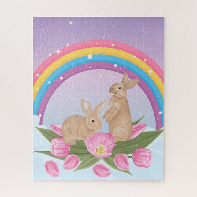 Puzzle der Bundsen unter Regenbogen mit Sternen (Vertikal)