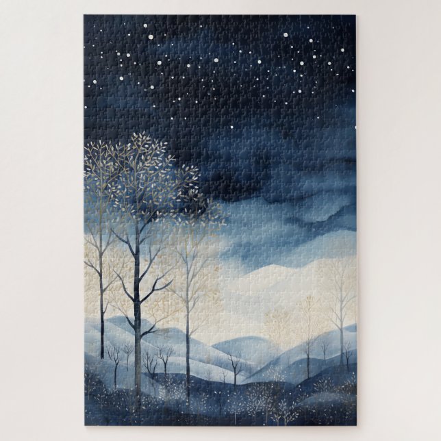 Puzzle der schneebedeckten Winterlandschaft (Vertikal)