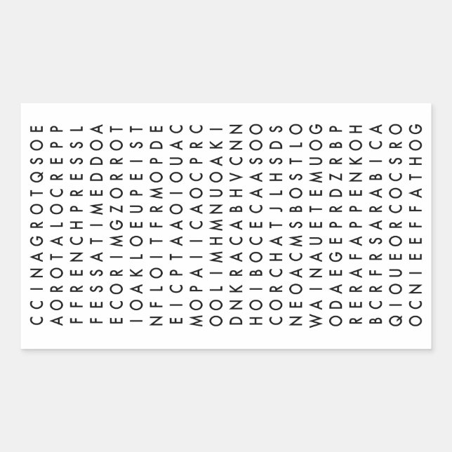 Puzzle der Wortsuche Rechteckiger Aufkleber (Vorderseite)