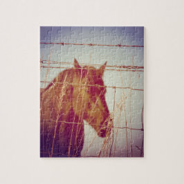 Puzzle Derrière la clôture Cheval Abstrait