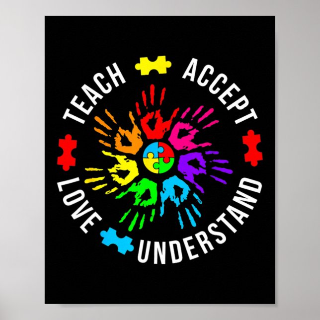 Puzzle des Lehrers für Autismus lehren Akzeptanz u Poster (Vorne)