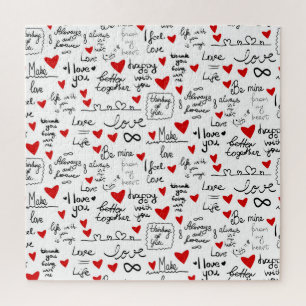 Puzzle Des phrases d'amour, des coeurs de gribouillis, de