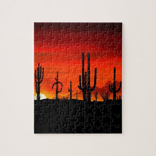 Puzzle Désert Arizona de Sonoran de Saguaros de coucher (Vertical)