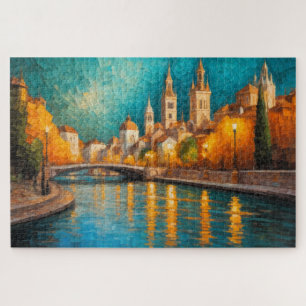 Puzzle Design abstrait moderne Or Orange Bleu européen