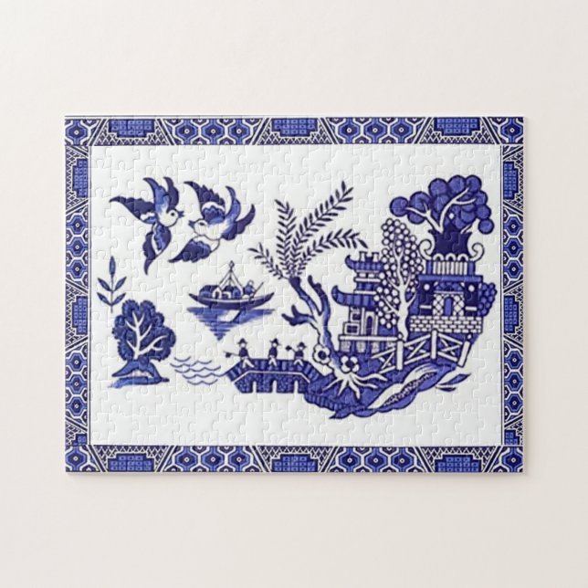 Puzzle Design bleu et blanc de la Chine bleu sauvage (Horizontal)