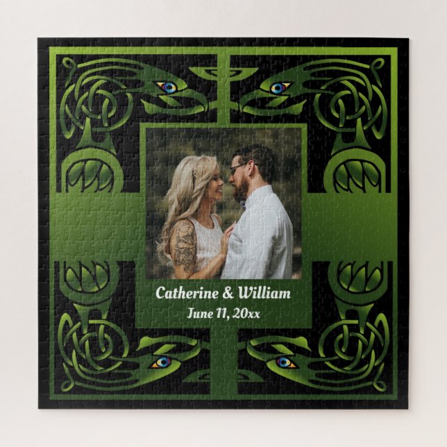 Puzzle Design Celtique irlandais traditionnel vert (Vertical)