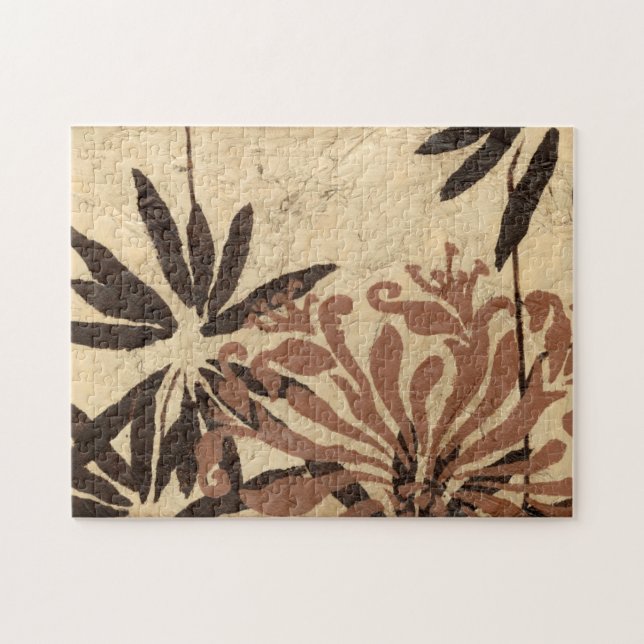 Puzzle Design de crayon floral avec Feuilles tawny (Horizontal)
