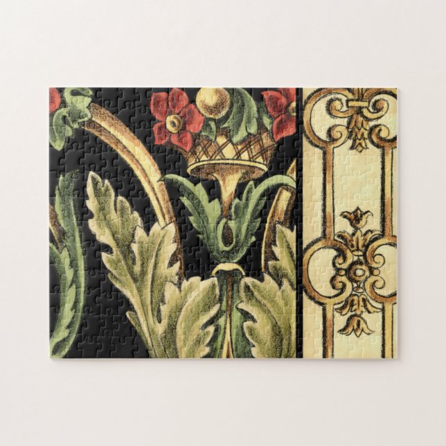 Puzzle Design floral ornemental aux frontières noires (Horizontal)