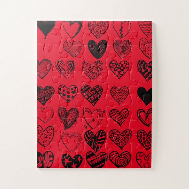 Puzzle Dessin adorable de Black Heart Scribble (Vertical)