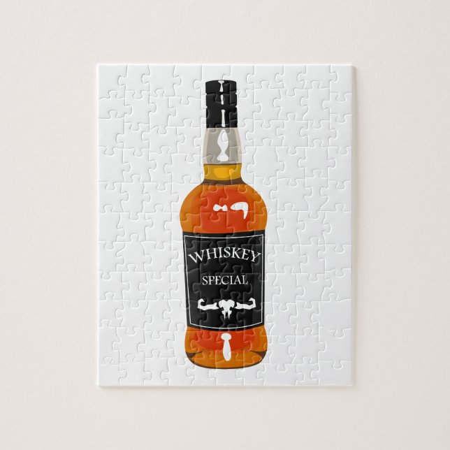 Puzzle Dessin de bouteille de whiskey d'isolement sur (Vertical)