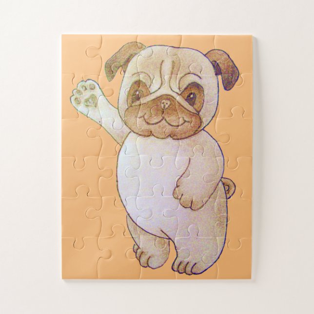 Puzzle dessin de caractère mignon du chien brun brun carl (Vertical)