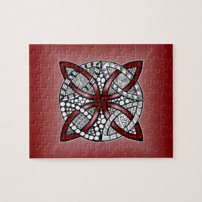 Puzzle Dessin de gribouillis rouge noeud celtique (Horizontal)