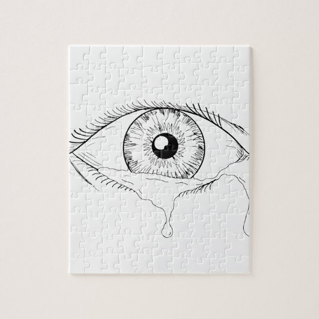 Puzzle Dessin débordant pleurant de larmes d'oeil humain (Vertical)