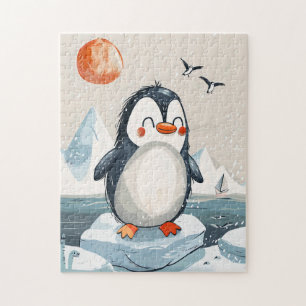 Puzzle dessin humoristique Penguin sur la Floe de glace