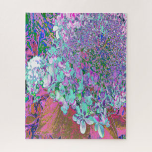 Puzzle Détail élégant d'hydrangea Aqua et Violet sous la