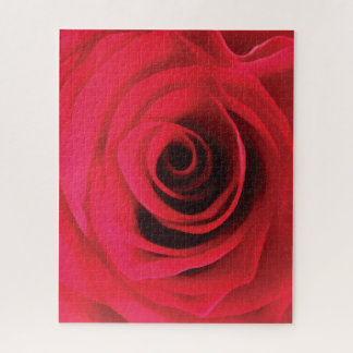 Puzzle Détail floral de bouton de rose rouge feu