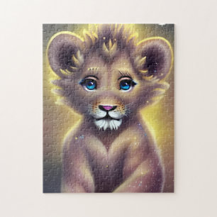 Puzzle Detailed Fantasy Cute Kawaii baby lion cub 