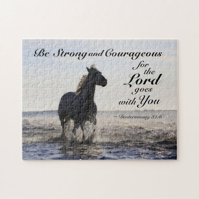Puzzle Deutéronome 31:6 Soyez un cheval fort et courageux (Horizontal)
